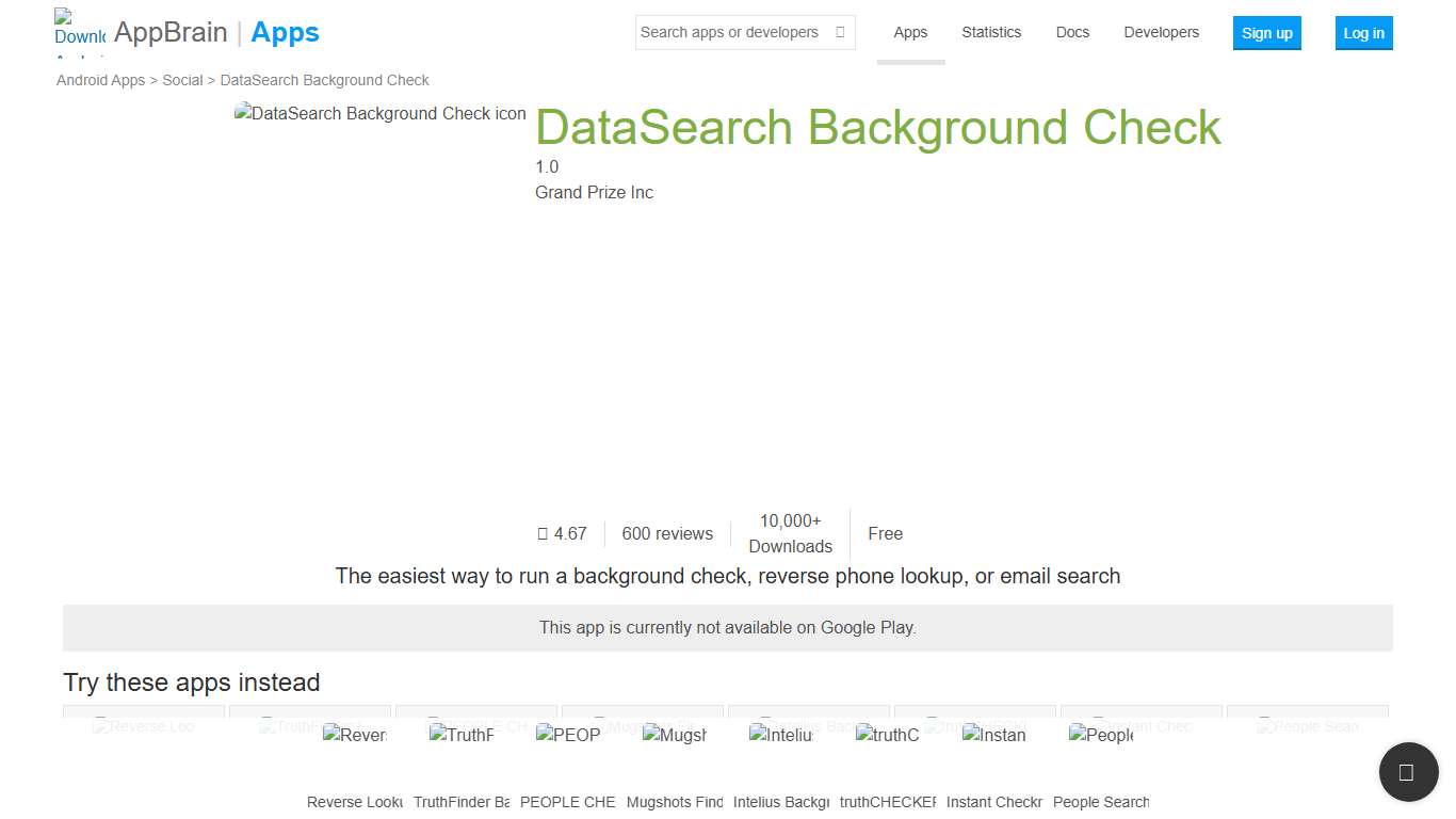 DataSearch Background Check for Android - App Stats & Insights
